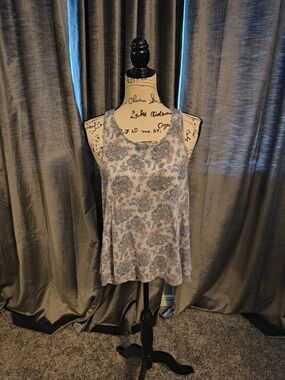 American Eagle Outfitters Blue Paisley Scoop Neck Tank